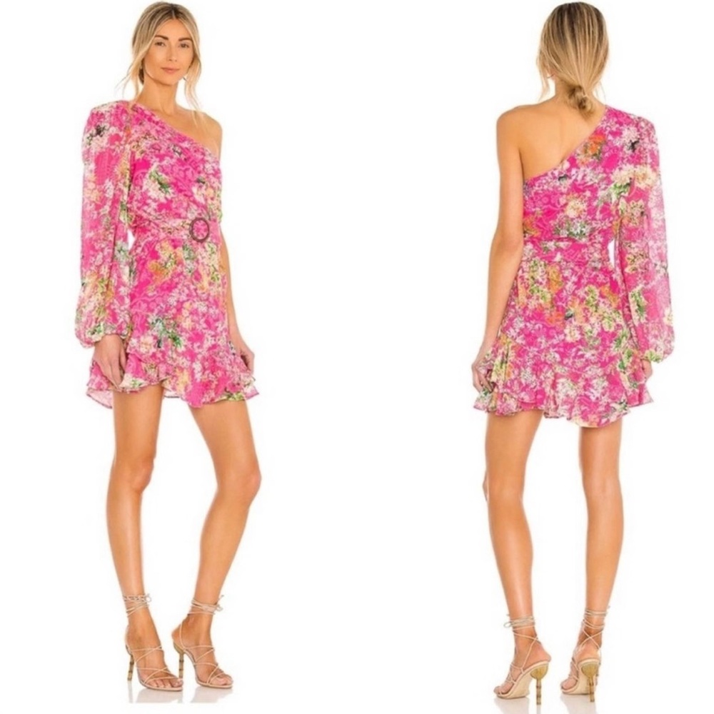 Hemant And Nandita Miyu Pink One Shoulder Mini Dress View 2